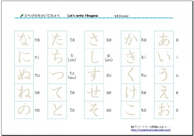 ひらがな-50音ローマ字つき(「50on-ro^maji」tuki) | 幼児・小学生教育はじめました・・・